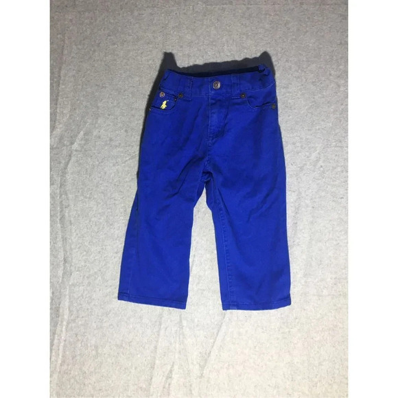 Baby Ralph Lauren Pants Size 18 Months Bright Blue Yellow Logo Cute Spring - Picture 1 of 2